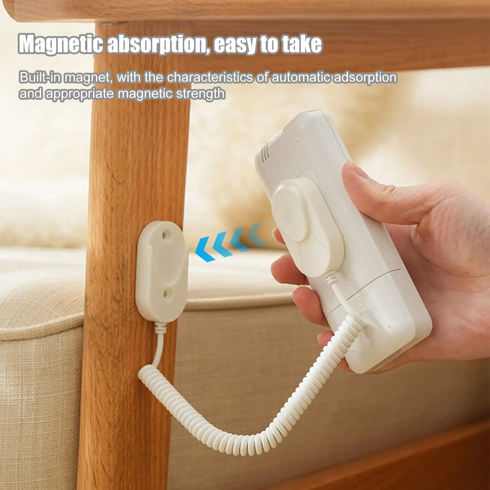 Magnetic Remote Holder TV Remote Holder with Retractable Spring Rope Anti-Lost Controller Bracket for RV Bedroom Home Wall