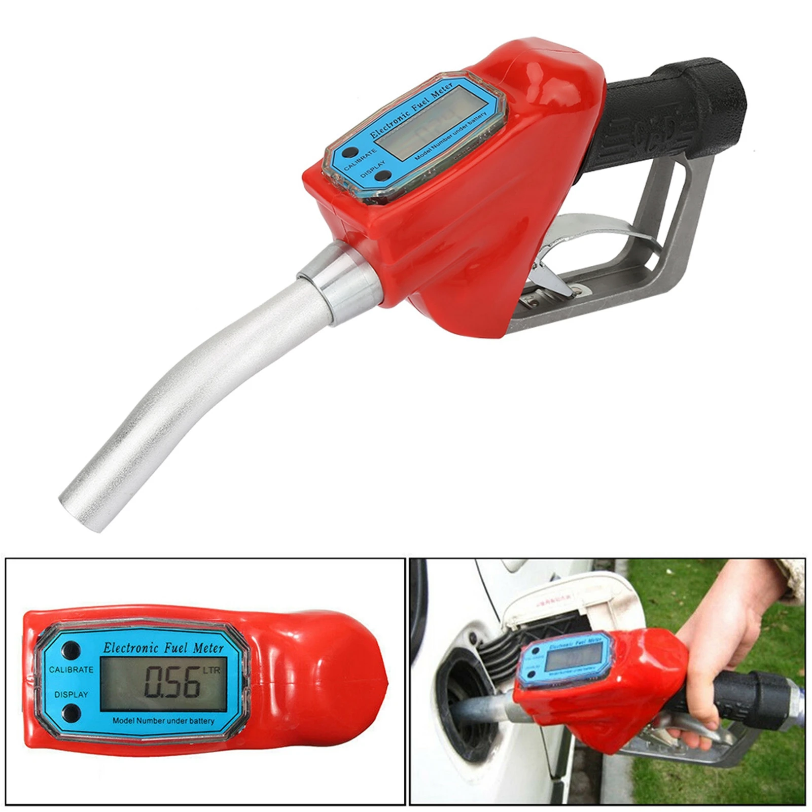 AC‑15A Fueling Nozzle Gasoline Delivery Nozzle Electronic Metering Fuel Dispensing Meter Nozzle Oil Delivery Gun with Battery