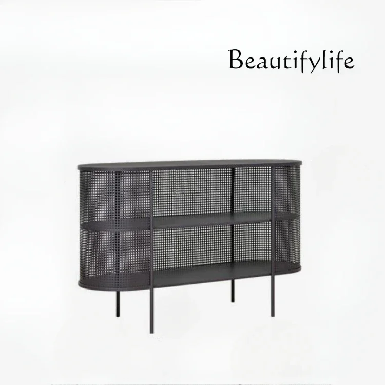 

C Nordic Wrought Iron Dining Side Living Room Sofa Side Cabinet Modern Simple Storage Display Storage Bookcase