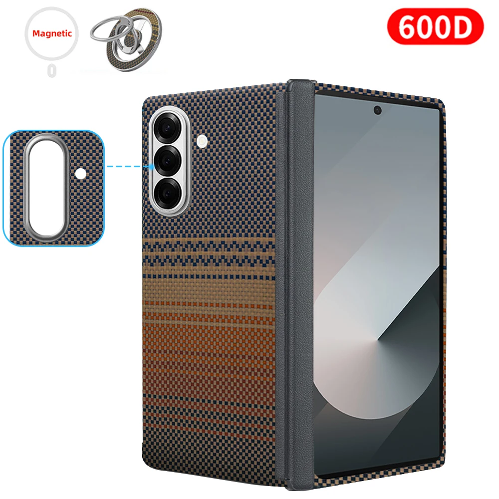 Voor samsung z fold 7 carbon case 600d kevlar aramidevezel magsafe stof ultradunne harde cover magnetische balck Slim light premium
