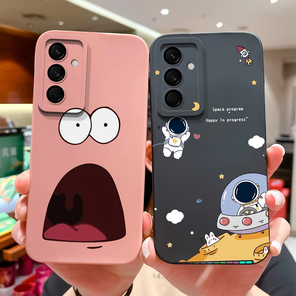 Case For Samsung Galaxy M55 5G Flower Soft Liquid Silicone Camera Lens Protection Back Cover For Samsung M 55 Coque Funda Bumper