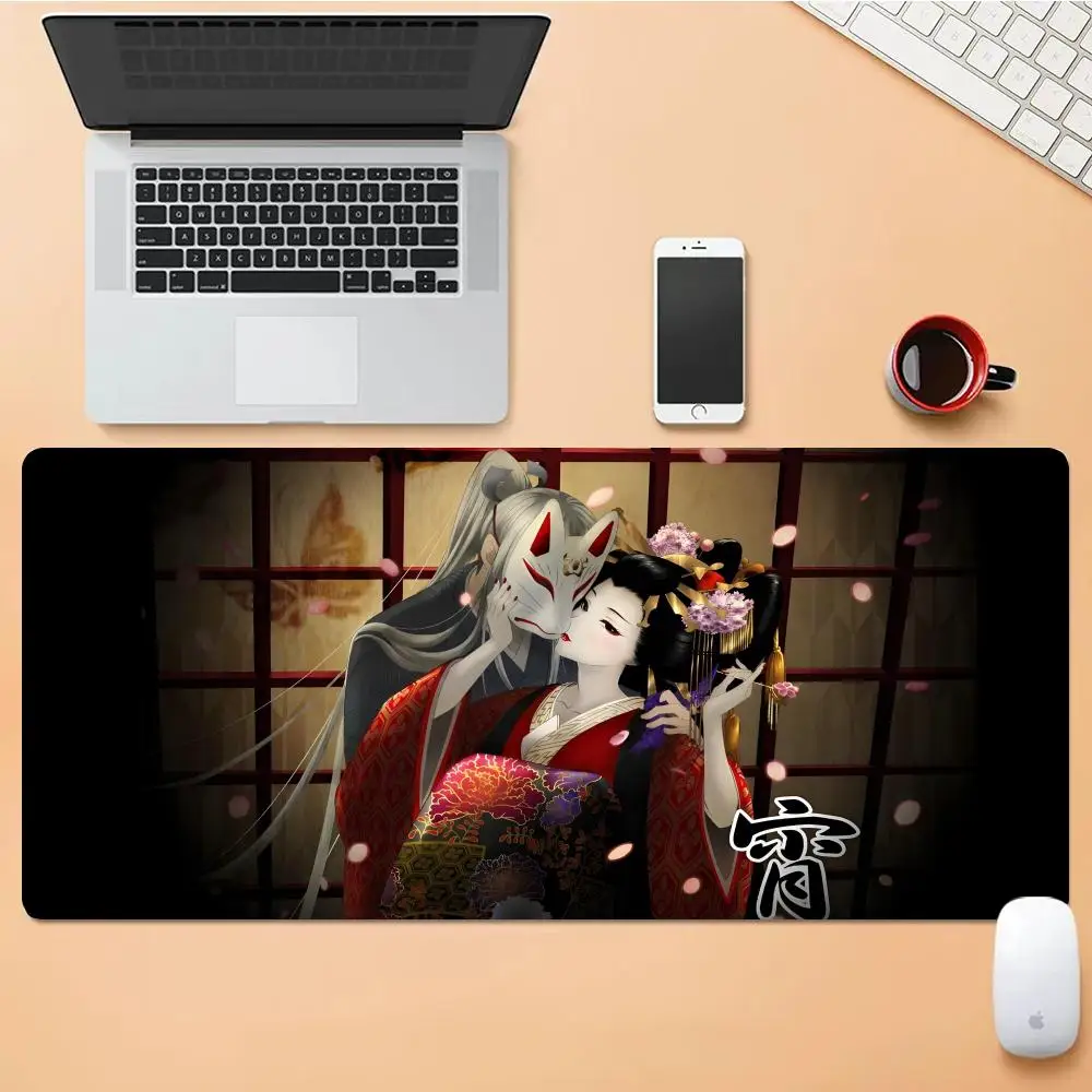 Kitsune Mouse Pad Cute HD Mousepad Pad Extended Gaming Keyboard  LargeMousepad 90x40cm XXL Gamer Mousepad