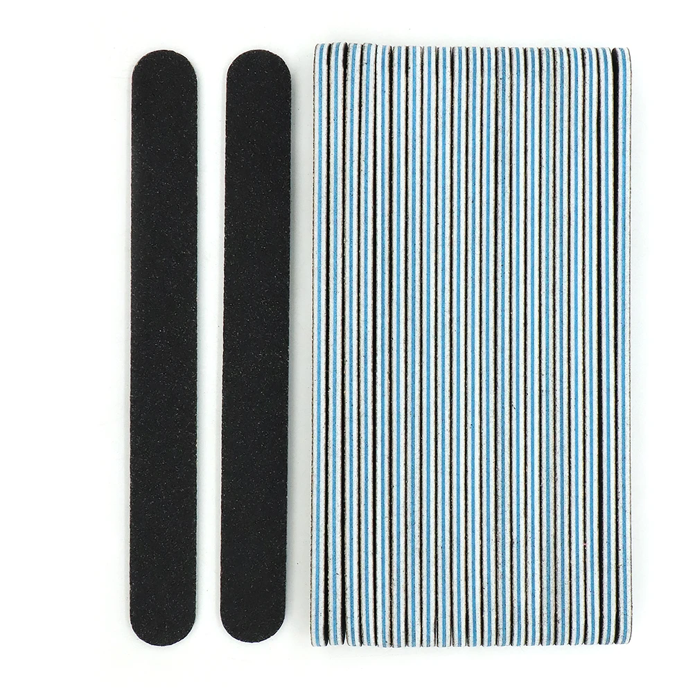 

8/25/50pcs Black Sandpaper Nail File 100/180 Double Sided Sanding Block Manicure Pedicure Care Tool Blue PP Board Nail Art Files