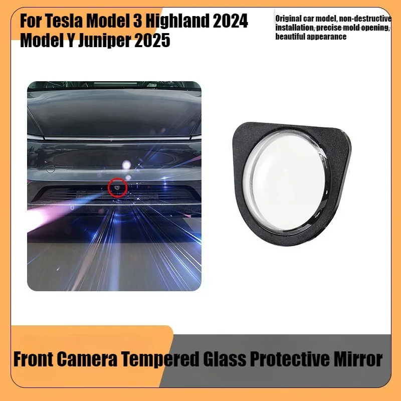 Front Camera Protector Shield for Tesla Model 3 Highland 2026 Model Y Juniper HW4.0 Optical Glass Front Grille Rainproof Cover