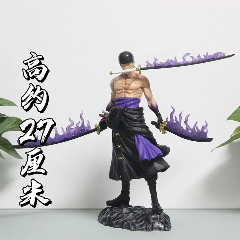 New Anime One Piece Action Figure 27cm Three Knife Flow Zoro 40cm Three Heads And Six Arms Asura Zoro Statue Pvc Model Toy Gift