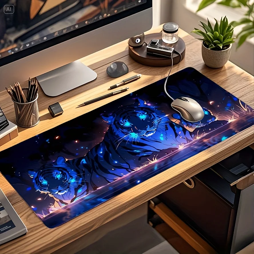 

Игровой коврик для мыши Blue Neon Tiger XXL с антискользящим резиновым покрытием для офиса и ПК