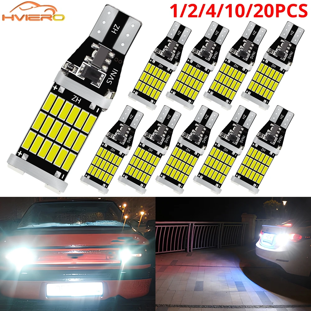 

1/2/4/10pc T15 W16W 4014 30/45SMD Car LED Bulb Trunk License Plate Lamp Ultra Bright Canbus Tail Reverse Brake Turn Signal Light