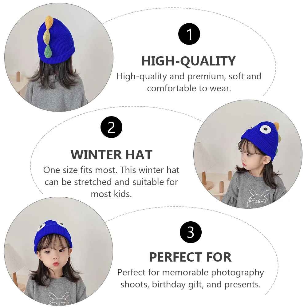 

Knitted Hat Cartoon Little Dinosaur Wool Hats Warm Cap Clothing Funny