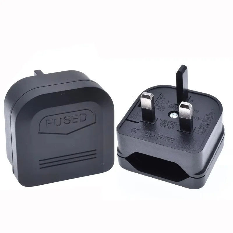 European 2pin Plug To UK 3pin Plug Adapter With 5A Fuse UK British Electrical Travel Adapter Converter Socket Power Cord Outlet