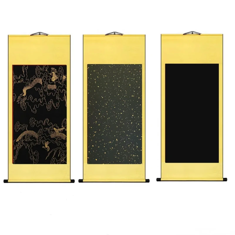 

Blank Vertical Hanging Scroll Retro Half Ripe Rice Paper Painting Calligraphy Scroll Cultural Creation Black Xuan Paper Scroll