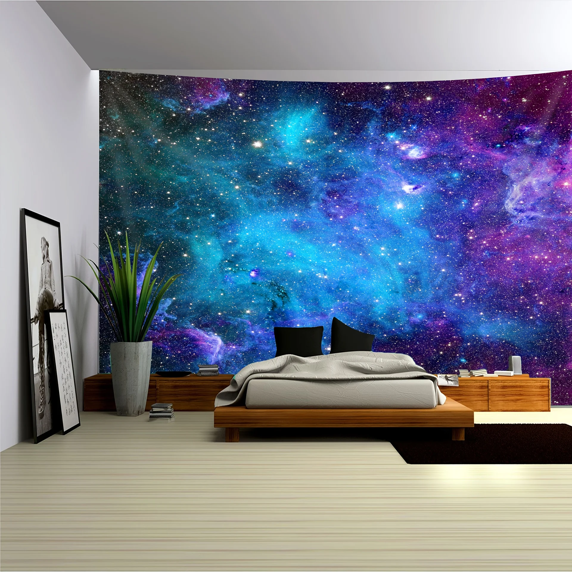 Übergroße Wandteppiche mit Galaxie und Sternenhimmel, Landschaftswandteppiche, Wohnzimmer, Schlafzimmer, Büro-Heimdekoration