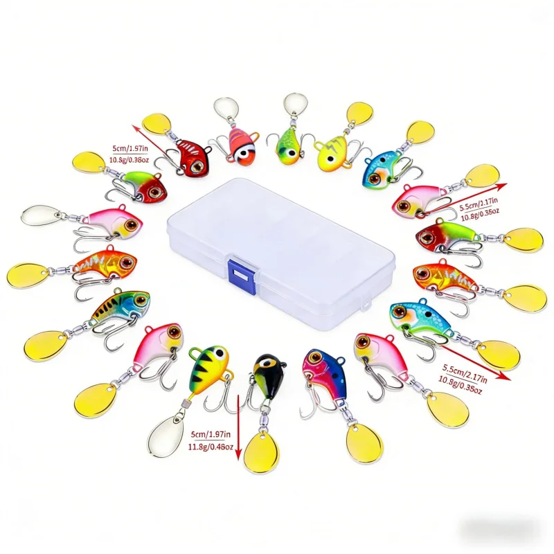 

Набор приманок Luya BaitVIB с металлическими блестками, 15 штук, 10,8-11,4 г, 5-5,5 см, вибрирующая приманка дальнего действия для ловли пресноводного окуня.