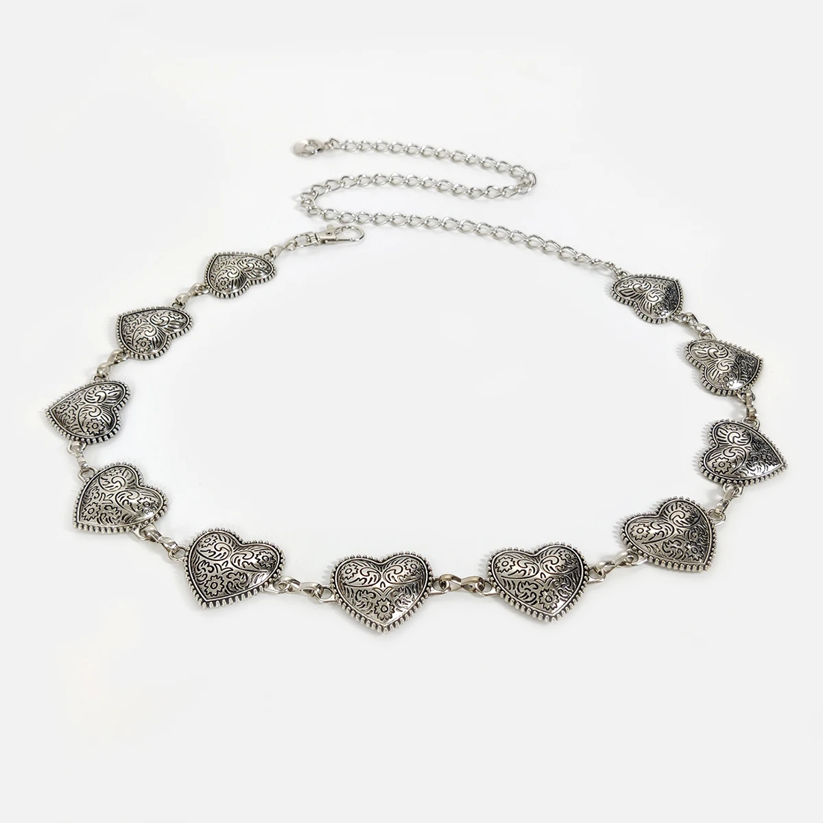 Cinturón de cadena vintage oro y plata con corazón para mujer_voghion.com