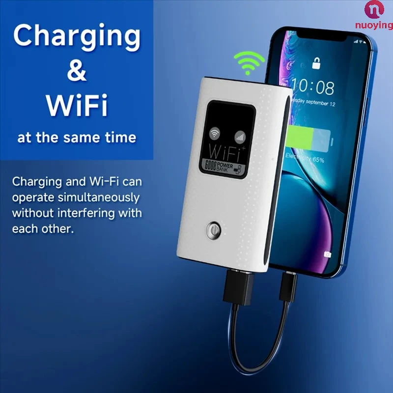 NUOYING 4G LTE Tragbarer WLAN-Router 150Mbps Pocket MiFi Modem mit SIM-Kartensteckplatz und Backup-Powerbank