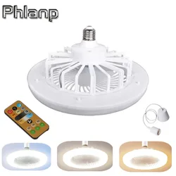 Ventilador de techo de 30w con lámpara de iluminación, Base convertidora E27 con Control remoto para dormitorio, sala de estar, hogar, silencioso, CA 85-265v