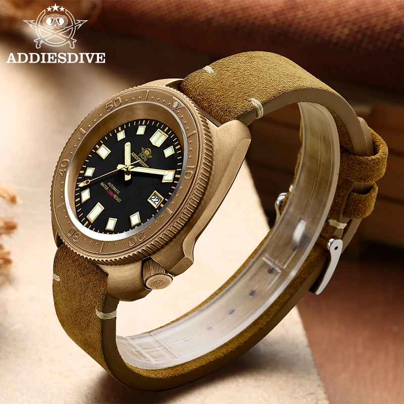 ADDIESDIVE Business CUSN8 Solid Bronze Watches For Men Japan 8215 Ceramic Bezel Sapphire Glass Reloj Hombre Calendar Wristwatch