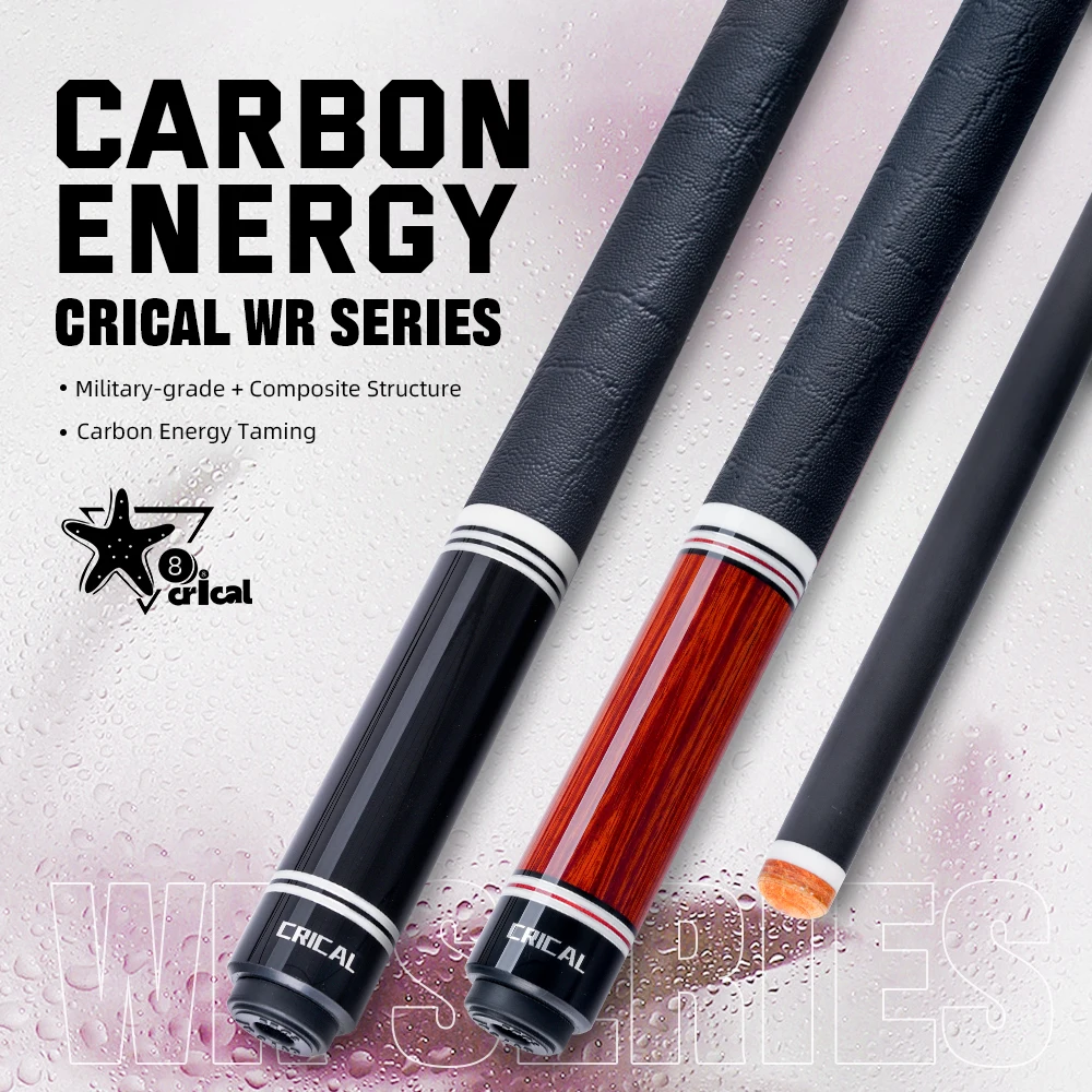 

CRICAL Carbon Fiber Pool Cue Stick with Ebony Butt 12.5mm Tip Ebony Butt Carbon Fiber shaft for Low Deflection Billiard Cue