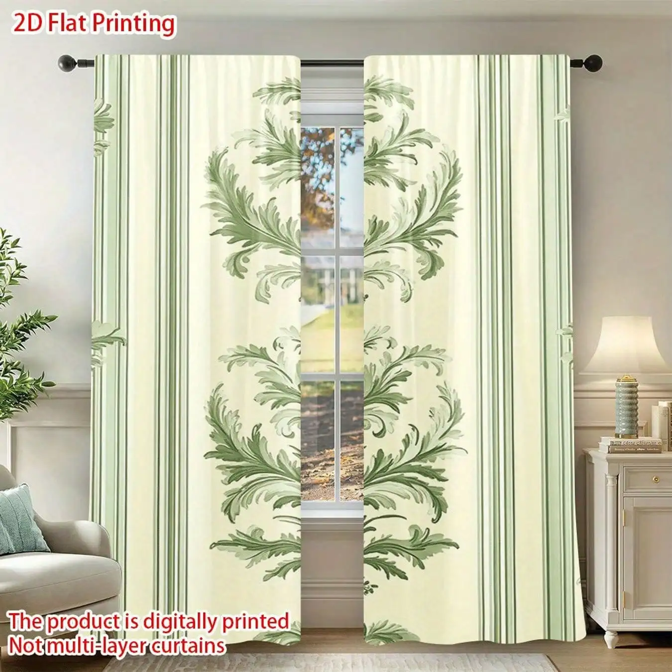 

Европейские классические шторы, светонепроницаемые шторы с принтом листьев аканта, винтажные цветочные полосатые занавески, декор для гостиной, 2 панели