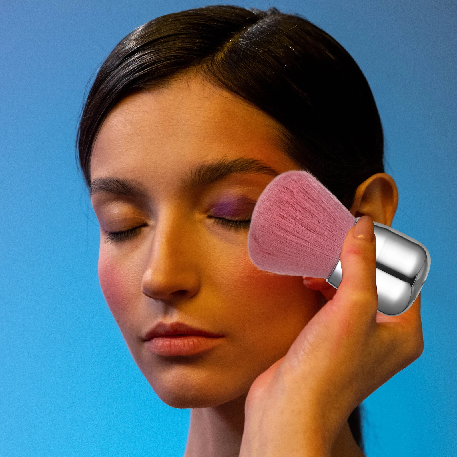 

Mushroom Head Dust Brush Face Makeup Tool Portable Beauty Eyeshadow Powder Blush Brush Travel Size Soft Fiber Aluminum