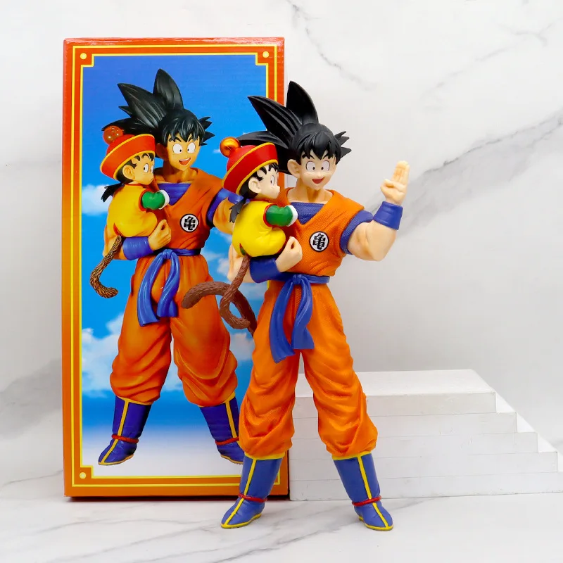 30CM Dragon Ball GK Son Goku Gohan Action Figure Father Holding His Son Anime PVC Collection Model Toys Decoration Kids Gifts