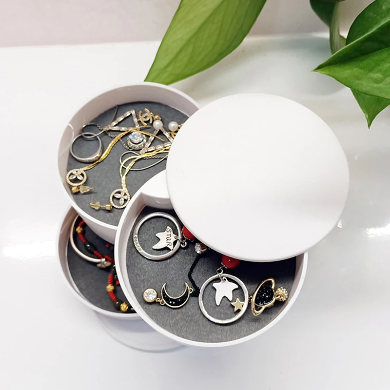 Rotating Multi-layer Desktop Storage Box Hair Accessories Jewelry Makeup BoxNWith Lid Dustproof Jewelry Box Jewelry Storage Box