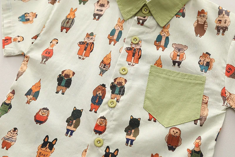 Camisas e shorts de manga curta animal para bebê menino, conjuntos de roupas infantis em toda a impressão, roupas infantis de verão, 9 a 12 meses, 2024