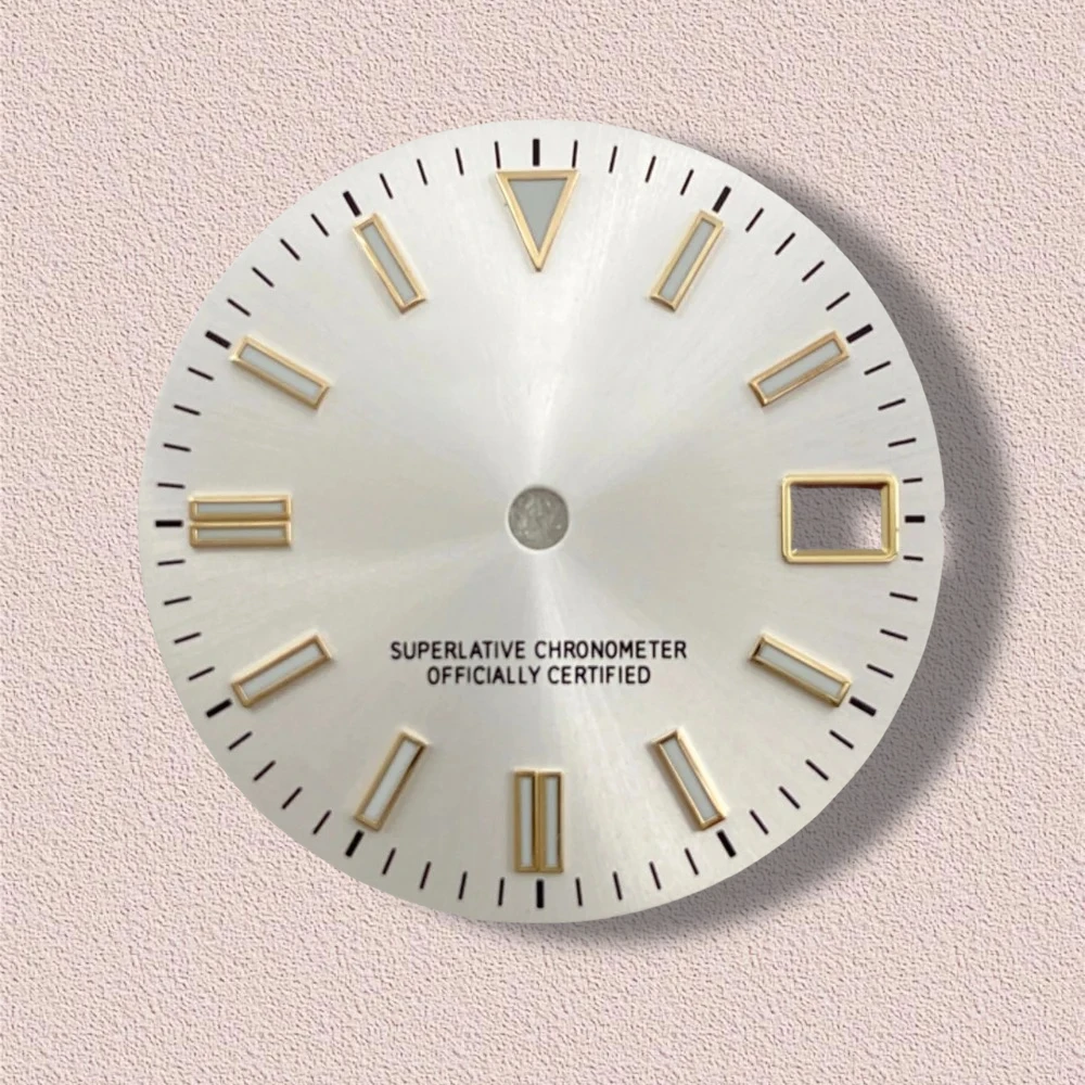 28.5mm S Logo Sunburst Dial Fit NH35/NH36/4R/7S Japan Movement Green Luminous high-Quality Watch Modification Accessories