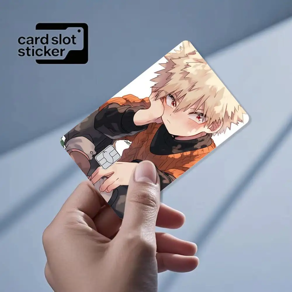 Anime Cartoon Katsuki Bakugo  Credit Card HD Stickers Small Chip Waterproof Sticker Game Card Decal Gift