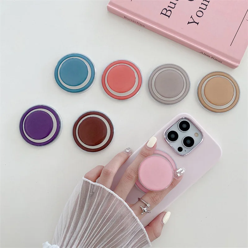 

Solid Color Scalable Round Magnetic Phone Stand Airbag Holder For For MagSafe P-Socket GripTok Brackets Universal Phone Holder