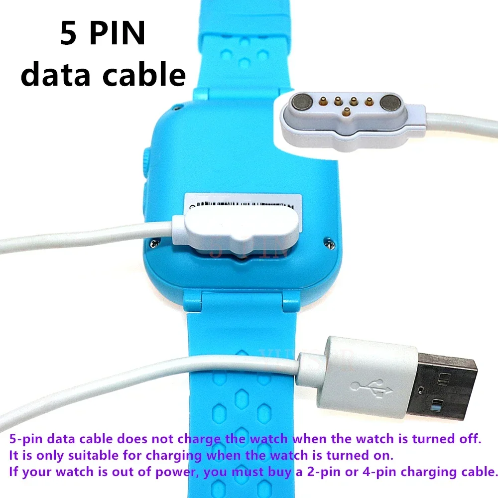 USB Magnetic 2 Pin Charging 5 Pin Data Cable Line Clip-on Charger for Kids GPS Tracker Smart Watch LT21 LT31 Q12 Q19 K9 T16 DF33