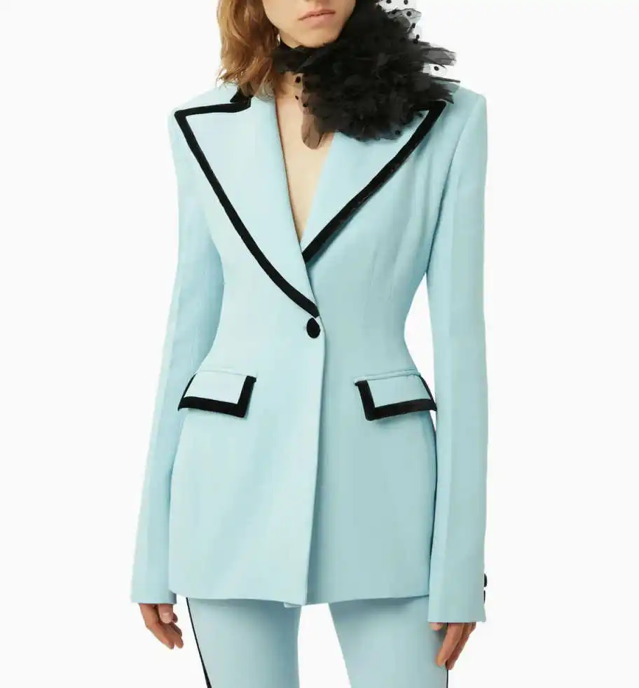  Spring Women's Suit 2 Piece Jacket Pants Long Sleeve One Button Business Occasion Office Commuting Party Outfits Customized