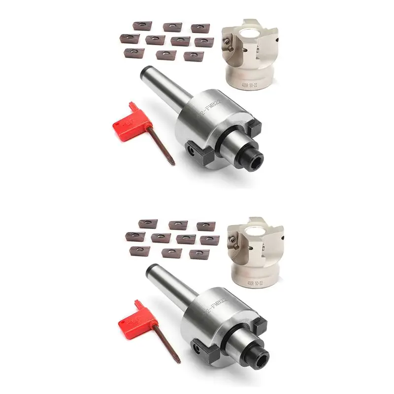 

【HAPPY】2 Set MT2 M10&50Mm Face End Mill Cutter+20 Pcs APMT1604 Carbide Insert Wrench CNC