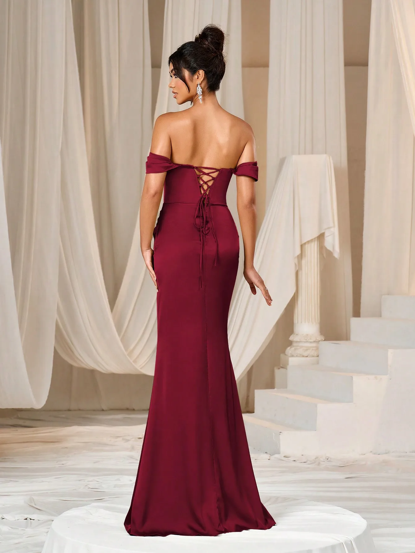 Vestido de noche largo liso y elegante para mujer, vestido ajustado sin mangas con espalda descubierta y abertura alta, vestido de fiesta de gama alta a la moda francesa