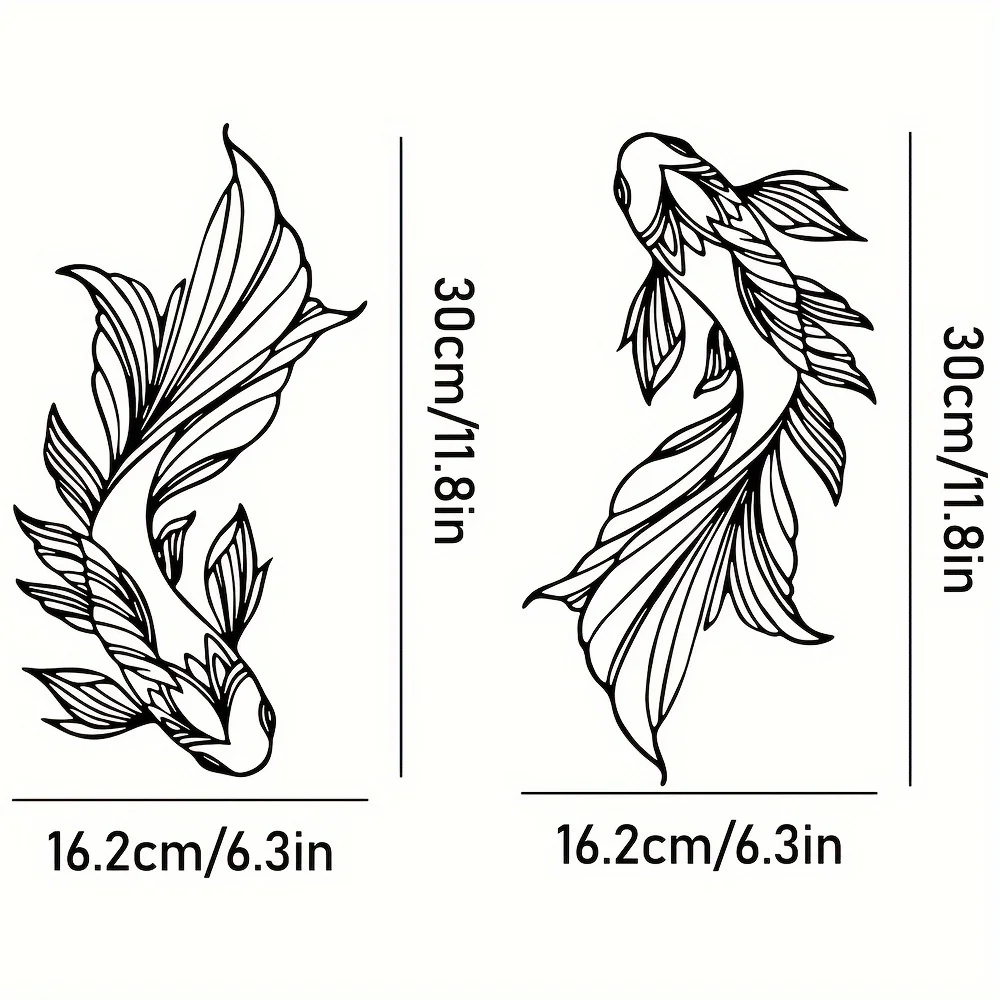 2pcs Koi Metal Wall Art, Fish School Home Interior Wall Decoration, Living Room Metal Wall Art Decoration