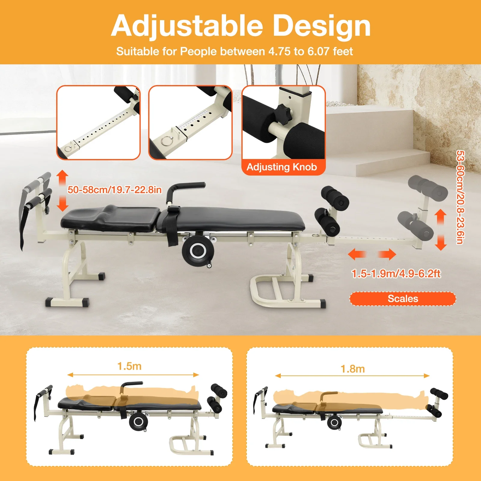 Lumbar Stretch Tool Device Traction Bed Therapy Table Fit Cervical Spine Decompression Massage Table Bench