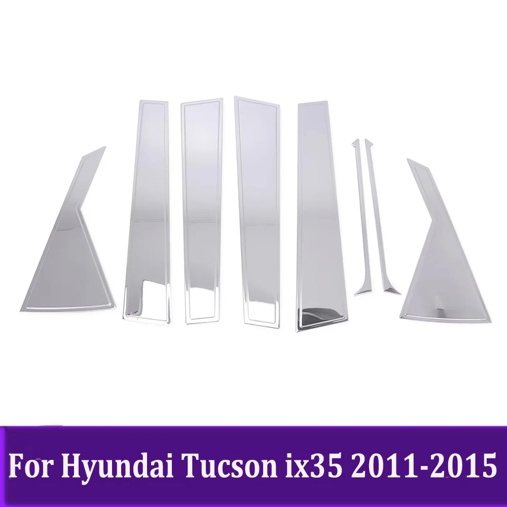 Window Center Pillars Cover Trim Frame Car Accessories For Hyundai Tucson ix35 2011-2013 2014 2015 Stainless Steel