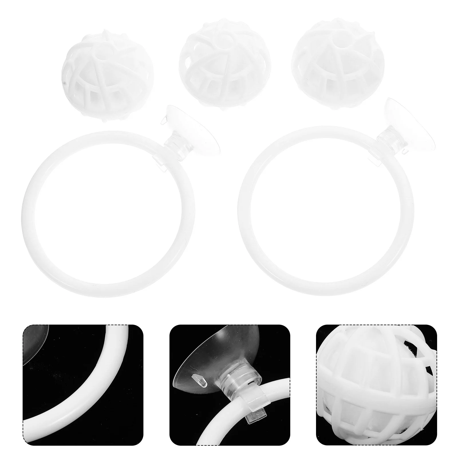 

1Set Betta Fish Training Ring Strong Suction Cup Exercise and Filter Media Balls for Fish Tank Purification and Agility
