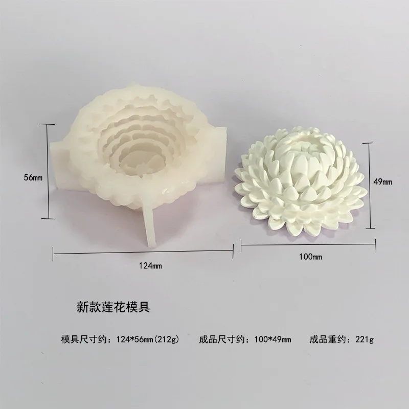 2024 New 3D Lotus candle silicone mold Blooms Lotus flower Aromatherapy Gypsum mould Resin mold cake molds DIY Desk Decor