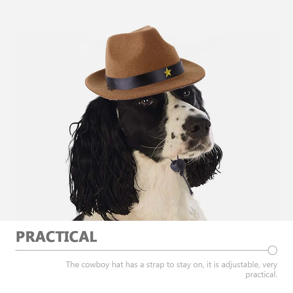 

Cat Hat Pet Five-pointed Star Cowboy Dog Party Pentagram Polyester Sun Hats for Small Dogs
