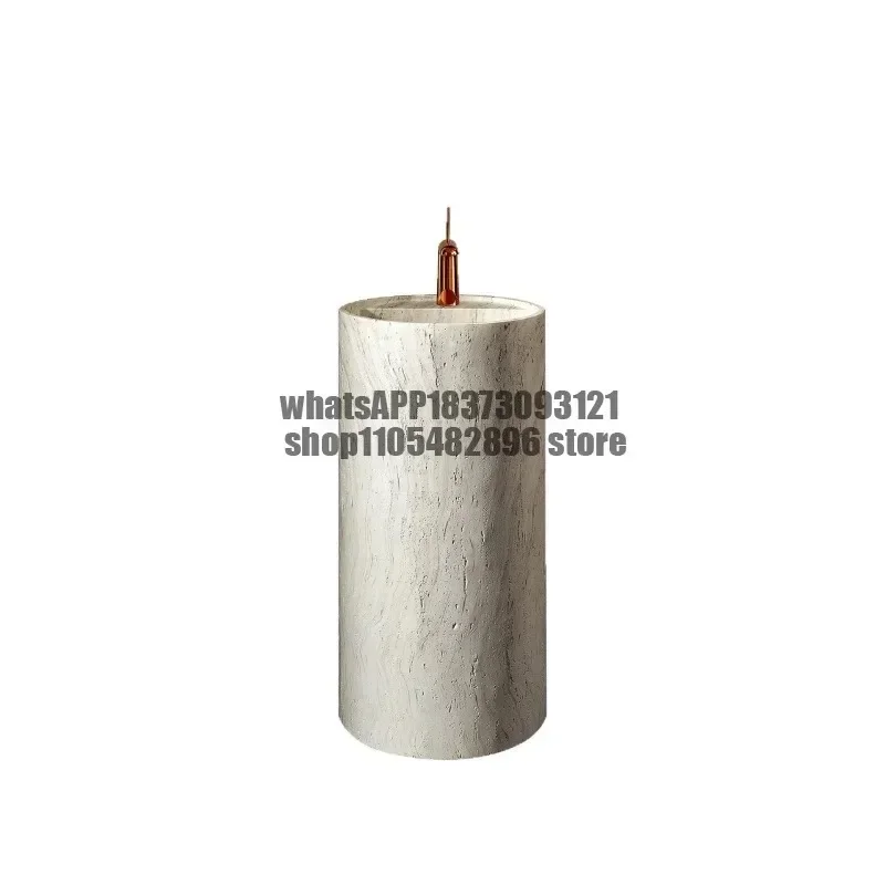 Artificial travertine minimalist column basin integrated floor imitation marble pattern face wash table
