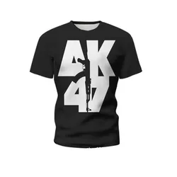 New Summer Men's T-shirt Personality Ak47 Series 3d Printed Military Weapons Pattern Tough Man Outdoor Quick Drying Loose Top