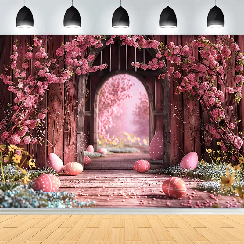 

Easter Party Wreath Spring Garden Children's Photography Props Rabbit Colorful Eggs Newborn Portrait Shoot Background FH-67