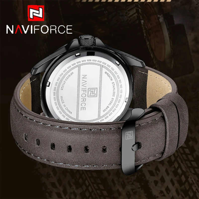 ساعة يد NAVIFORCE للرجال كاجوال رياضية كلاسيكية كوارتز بتقويم للرجال من الجلد مقاومة للماء ساعة رجالية Relogio Masculino