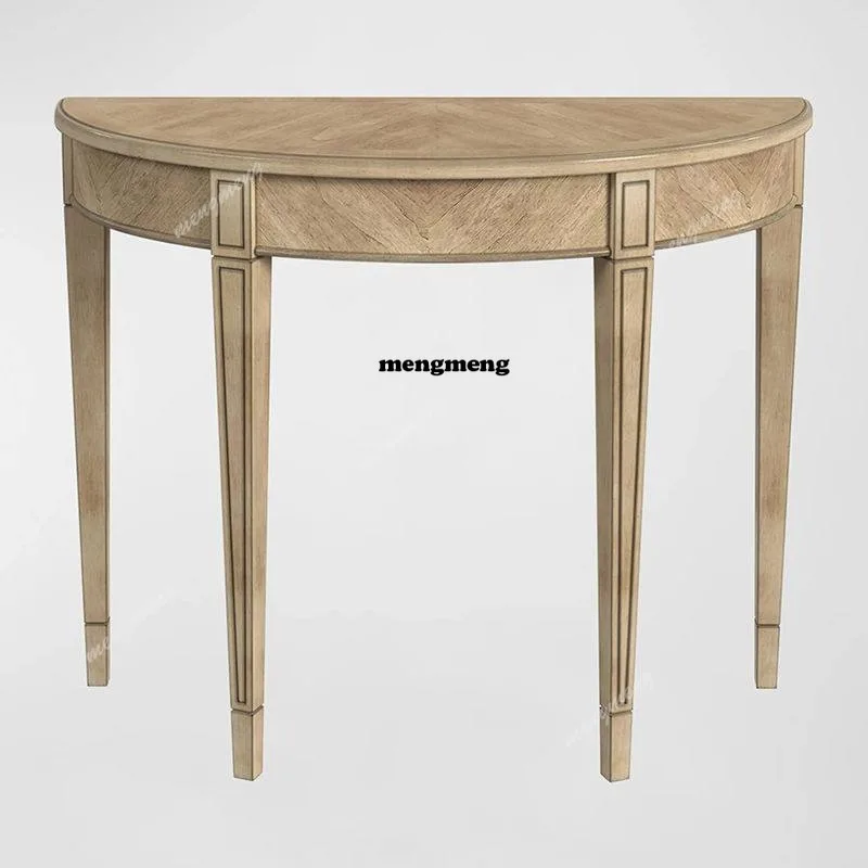 

American semicircular solid wood entrance table French retro light luxury high-end feeling wall entrance table
