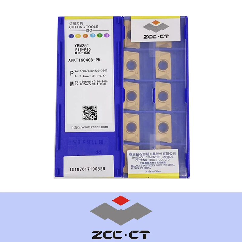 Insertos de carburo ZCC.CT APKT160408-PM YBM251/APKT160408-PM YBM351/APKT160408-PM YBM253/APKT160416-PM para acero, acero inoxidable
