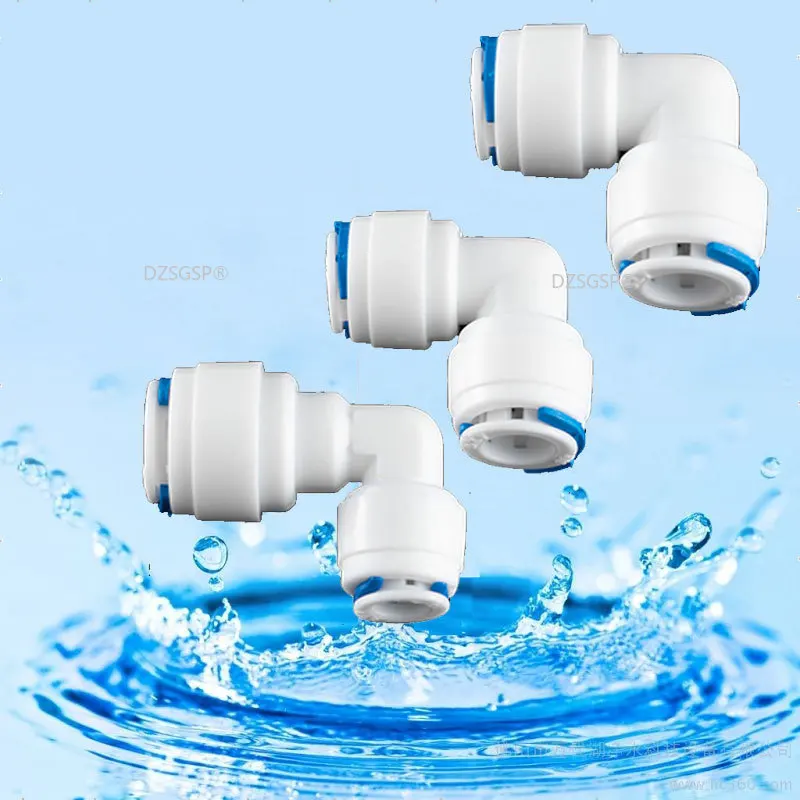 

RO Water Elbow Pipe Fitting 1/4" 3/8" OD Hose Connection Reverse Osmosis Plastic Quick Coupling Connector Pure Water Purifies