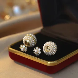South Korea Fashion Sweet Elegant High Quality Pearl Circle GIRL'S Ear Stud Gift Party Banquet WOMEN'S Jewelry Earrings