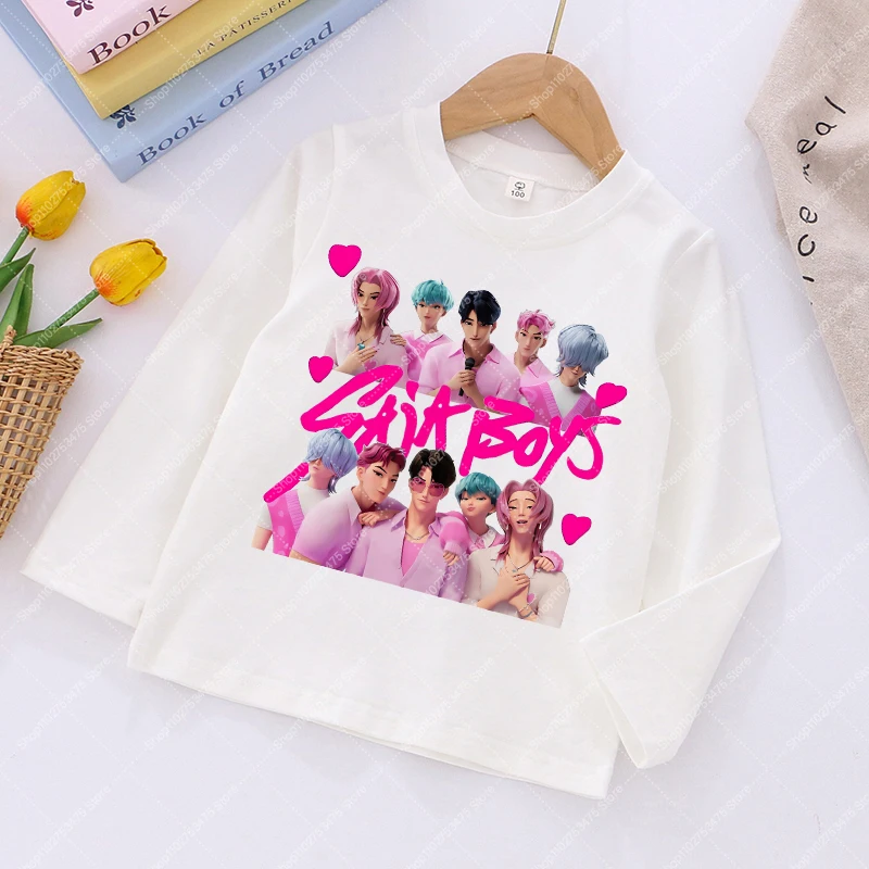 KPop Demon Hunters Kids Long Sleeve Tops Autumn Cartoon Cute T-shirt Casual Clothing Children Anime Printed Tee Boy Girl Clothes