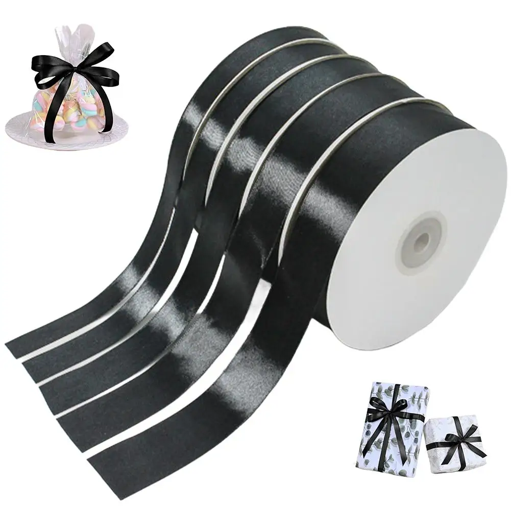 

Satin Ribbon Black Polyester Gift Wrapping Bow for Wedding Cake Bouquet DIY Craft Hair Accessory Decoration