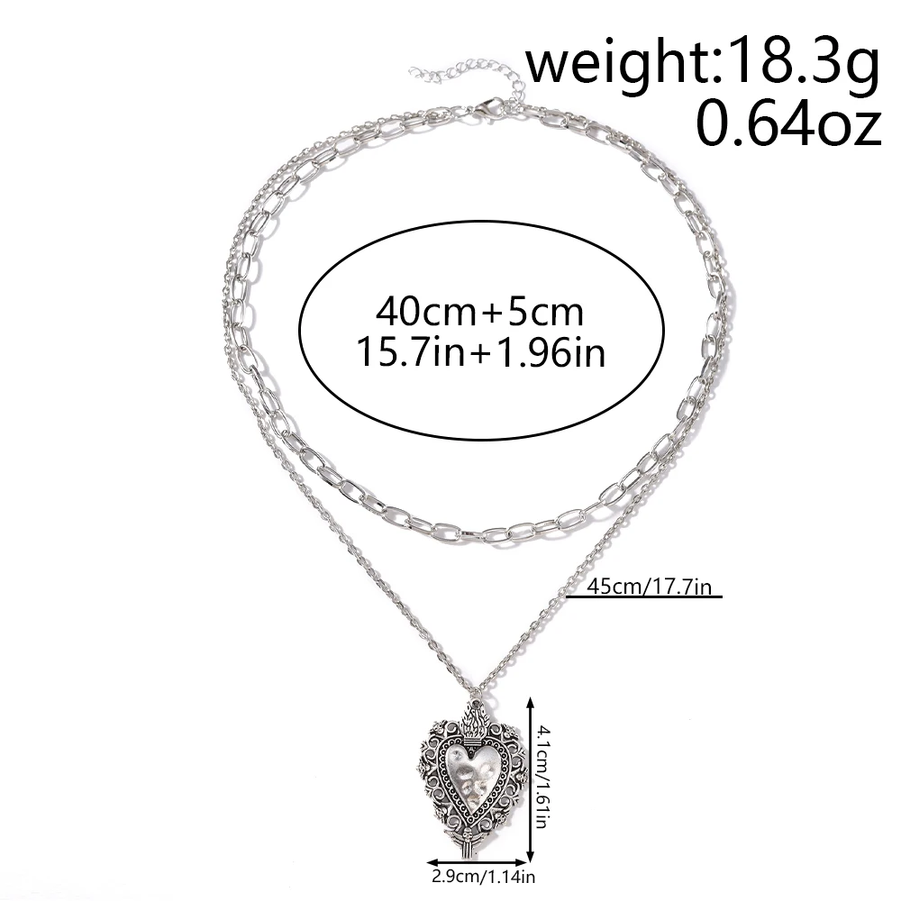Aihua Y2K Vintage Herz Anhänger Halskette für Damen Herren Charm Halskette Grunge Punk Modeschmuck ﻿ Halsband Halskette Unisex – Detail 8
